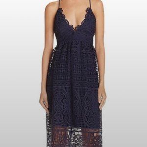 Bardot Versailles Lace V-Neck Navy Dress US6 Small